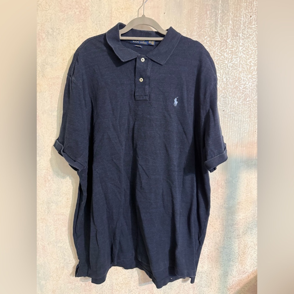 Polo Ralph Lauren Navy Blue W/ Lt Blue Pony Polo Shirt, Classic Fit, XXL, Golfer